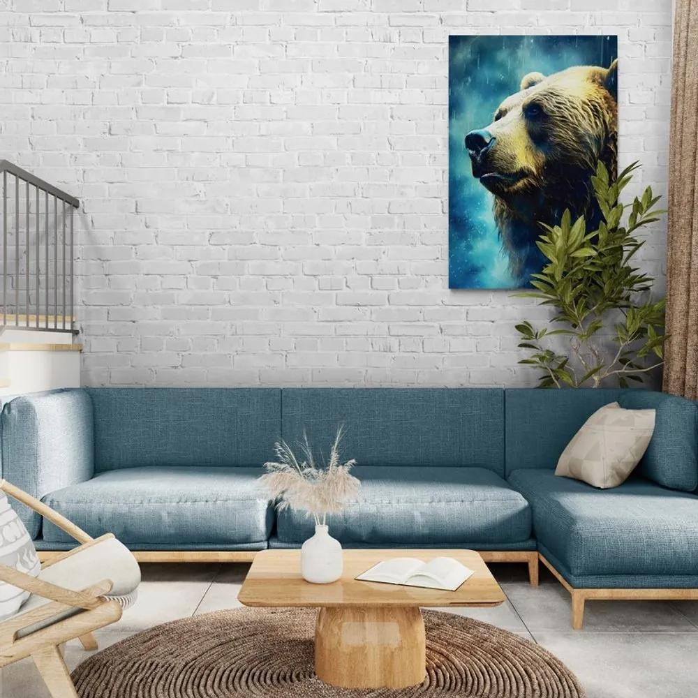 Obraz modro-zlatý medveď - 60x90