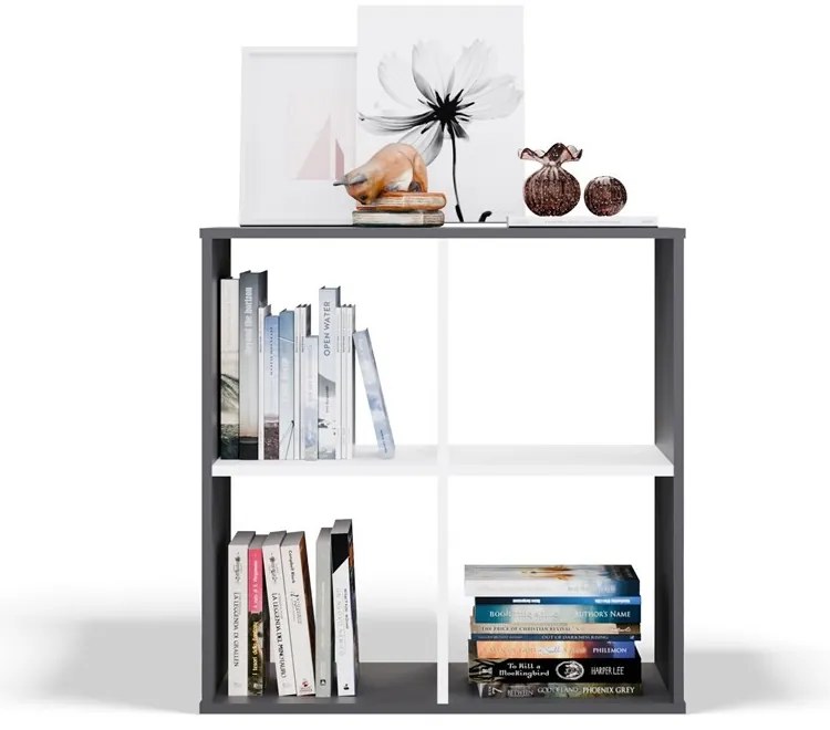 Regál Malax 2x2 74 cm antracit/biely