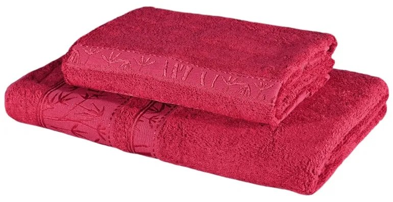 Sada 2 kusov bordovej bambusovej osušky a uteráka EMI