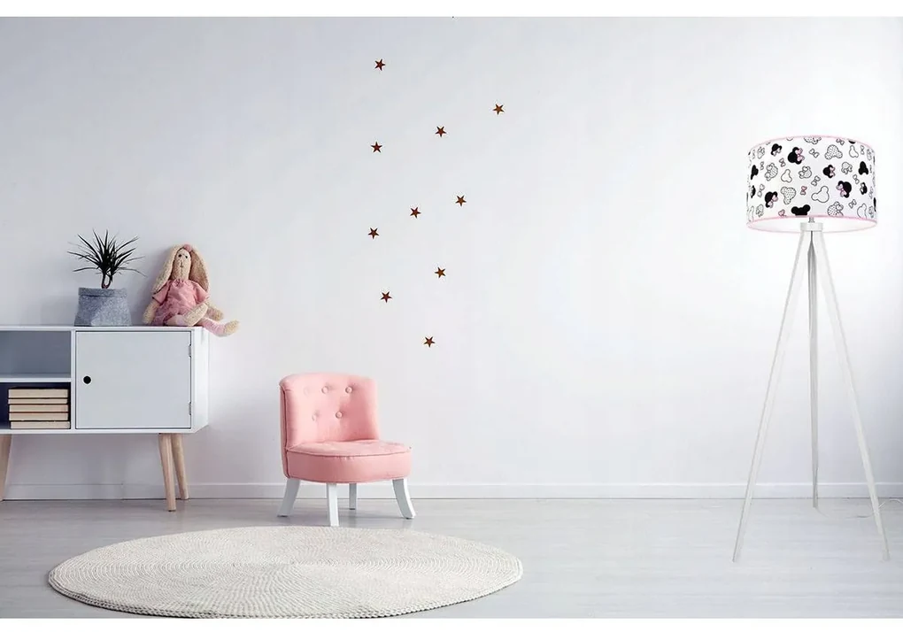 Detská stojacia lampa Minnie, 1x textilné tienidlo, (výber z 2 farieb konštrukcie)