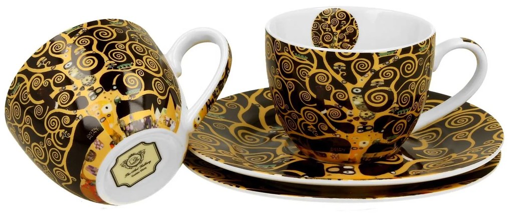 Porcelánová šálka s podšálkou Klimt Tree Of Life 90 ml sada 2ks