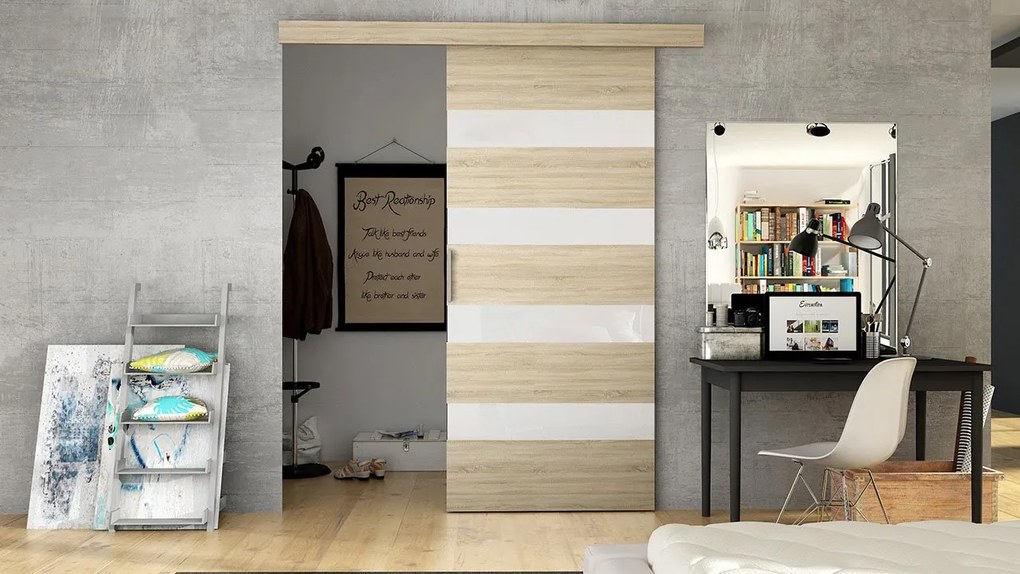 Interiérové posuvné dvere Opera 90 V, Farby: kašmír / biela lacobel