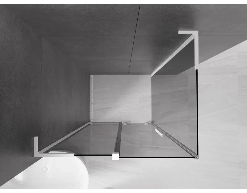 Mexen Velar L, sprchový kút s posuvnými dverami 100 x 110 cm, 8mm šedé sklo, biela matná, 871-100-110-43-20