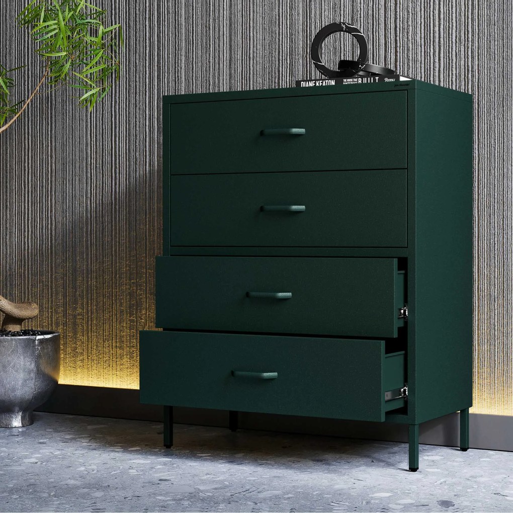 Komoda CARLA, 800 x 1015 x 400 mm, Modern: fľaškovo zelená farba