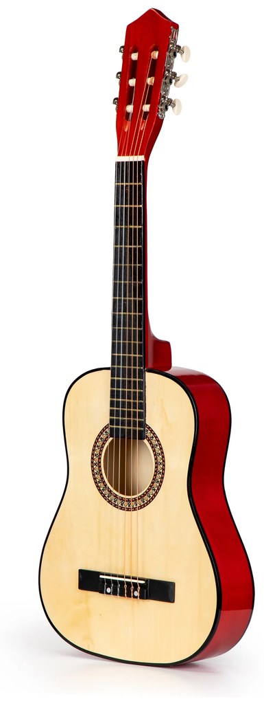 Veľká drevená detská gitara, 6 strún,
