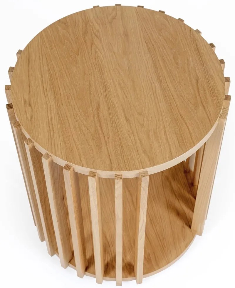 Odkladací stolík z dubového dreva Woodman Drum, ø 53 cm