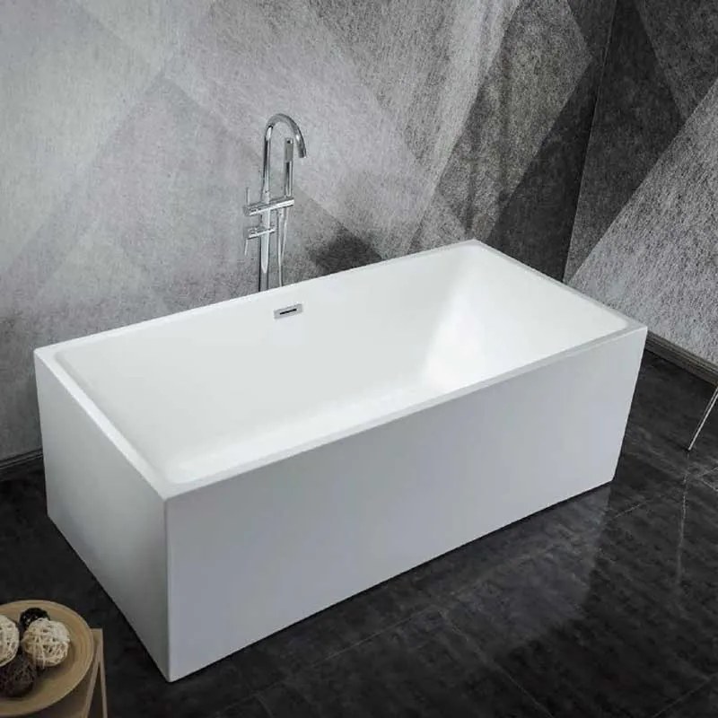 BPS-koupelny Voľne stojaca akrylátová vaňa HYD-SAN507A 150x75 biela, odtokový komplet chróm