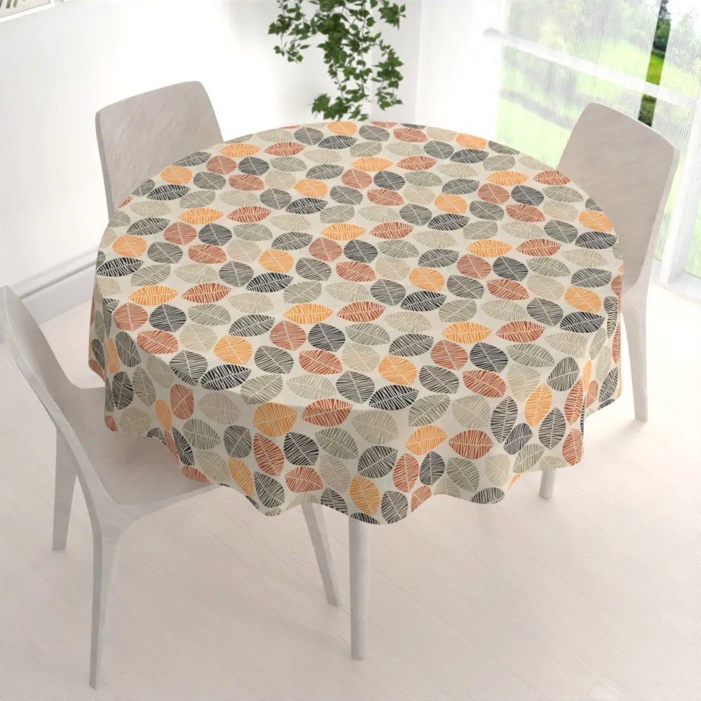 Biante Dekoračný okrúhly obrus PML-072 Jesenné listy na krémovom Ø 120 cm