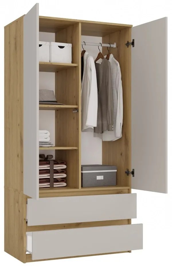 Šatní skříň Malwa SS-90 cm dub artisan/kašmír