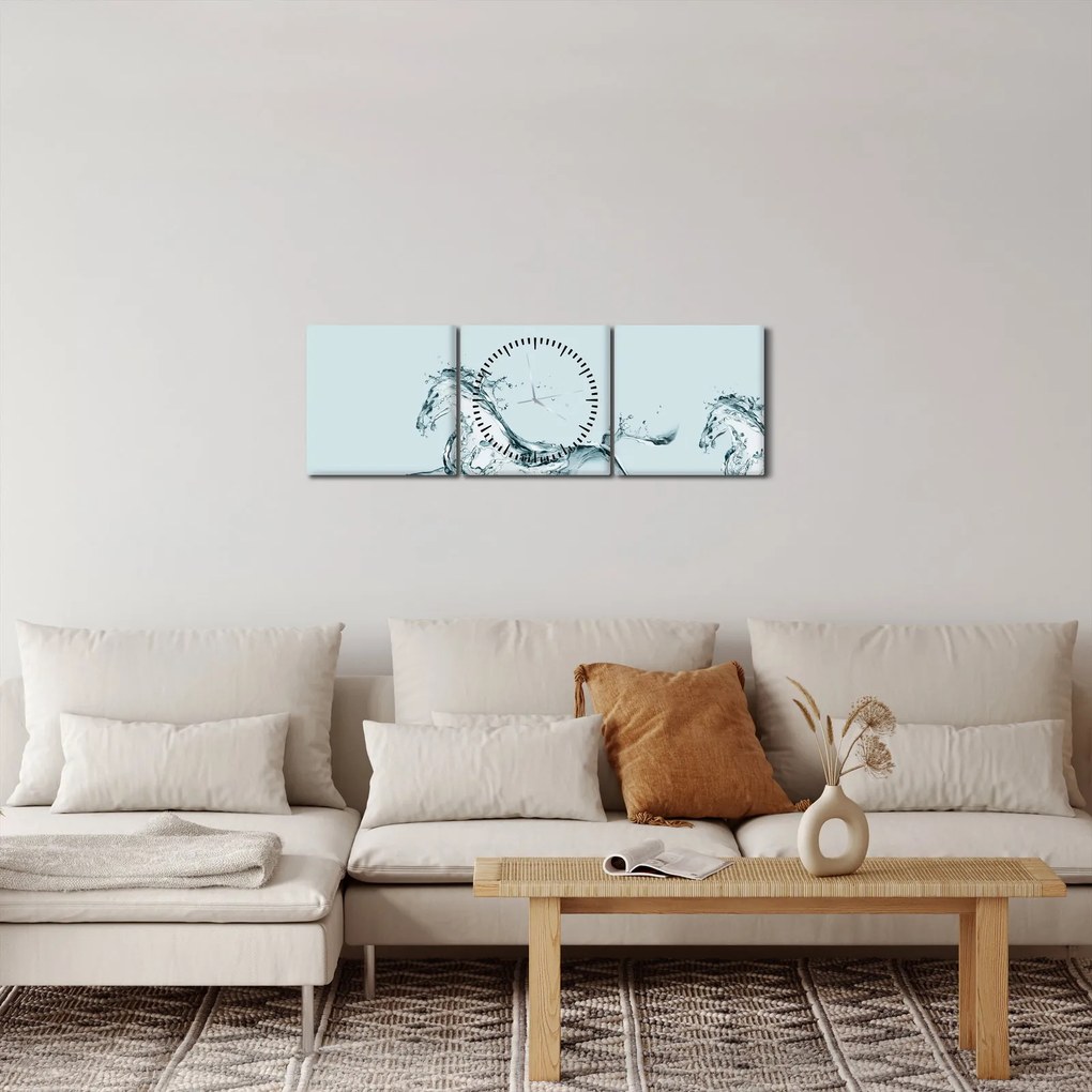 Obraz - Kone z kvapiek vody (s hodinami) (90x30 cm)