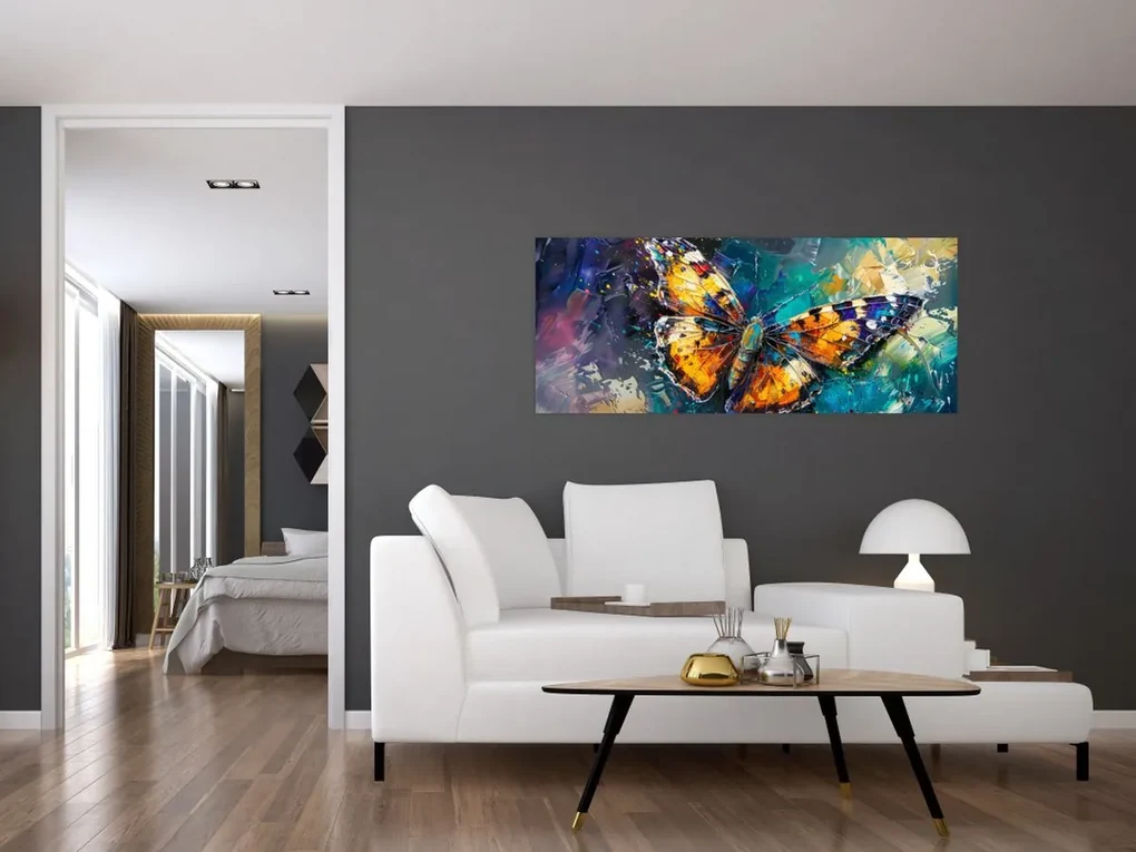 Obraz - Motýľ, olejomaľba (120x50 cm)