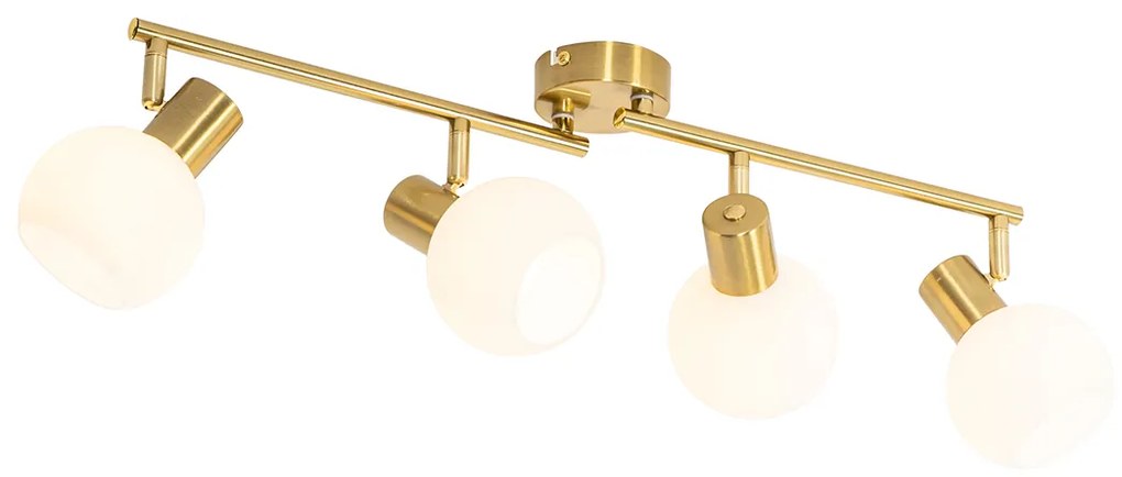 Stropné bodové svietidlo zlaté s opálovým sklom 4-žiarovkové nastaviteľné - Anouk