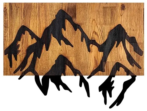 Nástenná dekorácia 58x44 cm hory drevo/kov