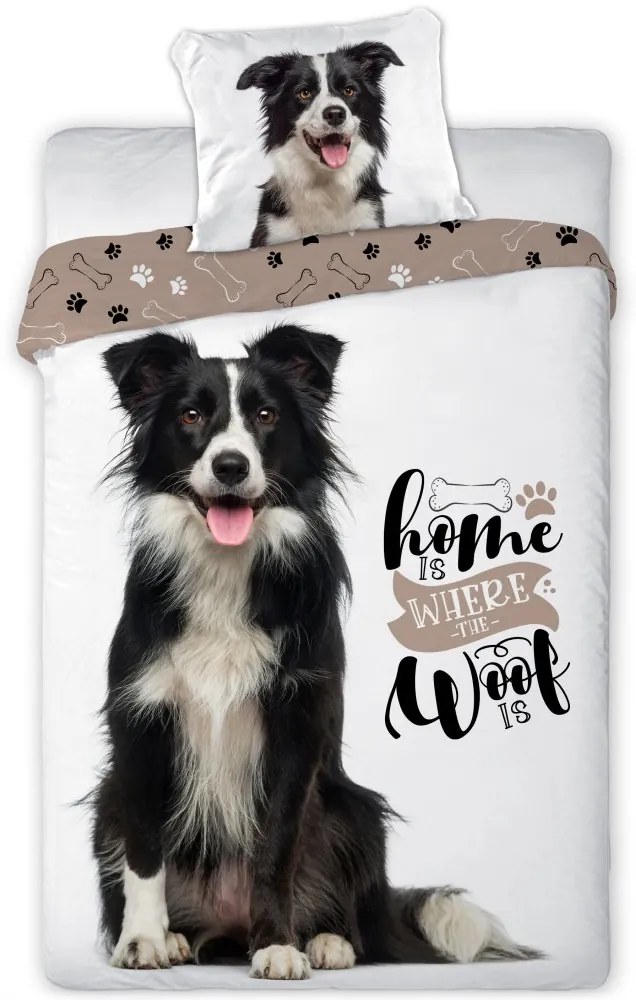 Bavlnené posteľné obliečky Border kólia - 100% bavlna - 140 x 200 cm + 70 x 90 cm