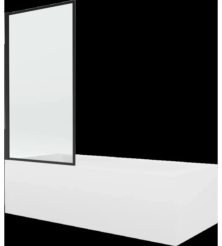 Mexen Vega obdĺžniková vaňa 150 x 70 cm s obkladom a 1-krídlovou sprchovou zástenou 70 cm, čierny vzor - 550115070X9307017070