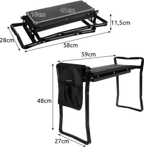 Multifunkčná záhradná stolička s náradím Gardlov - 60x50x27cm