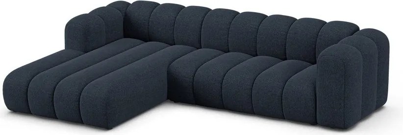 Tmavomodrá ženilková rohová pohovka (ľavý roh/s leňoškou) Lupine – Micadoni