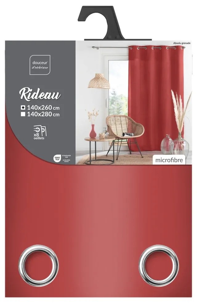Červený záves z mikrovlákna 140x260 cm Absolu – douceur d'intérieur