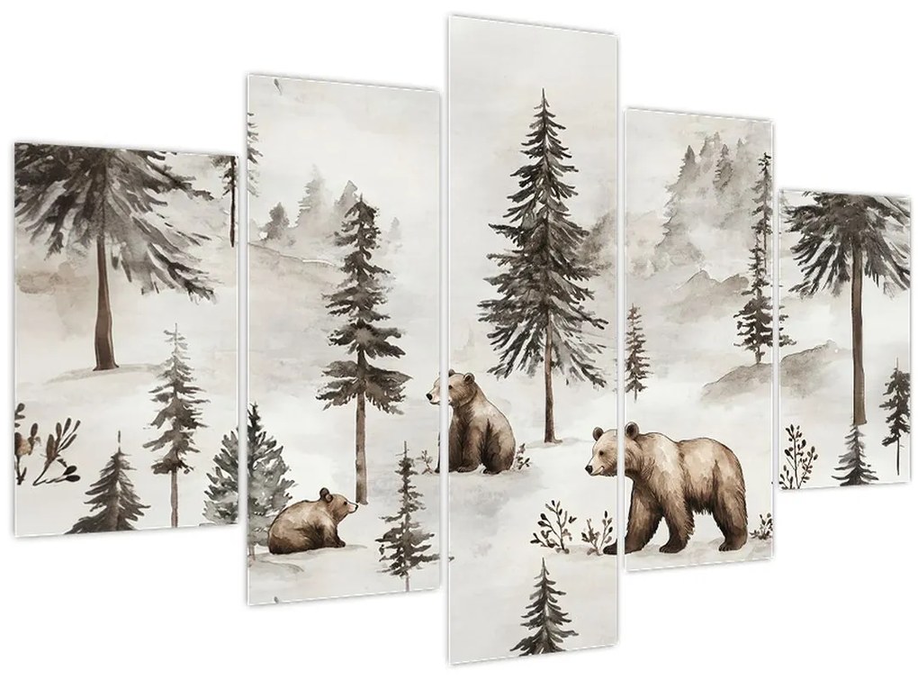 Obraz - Les s medveďmi (150x105 cm)