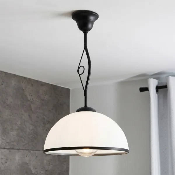 Luster na tyči RETRO 1xE27/60W/230V čierna/biela
