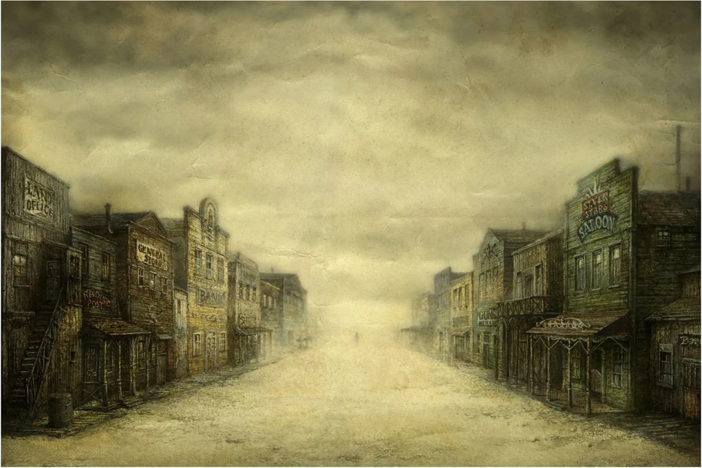 Obraz westernového mestečka (90x60 cm)