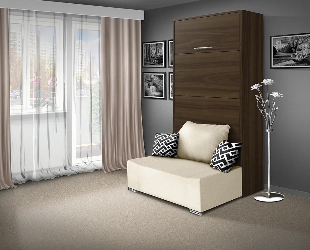 Nabytekmorava Sklápacia posteľ s pohovkou VS 21058P 200x90 farba pohovky: Sivá, Typ farebného prevedenia: Agát / dvere biele LESK