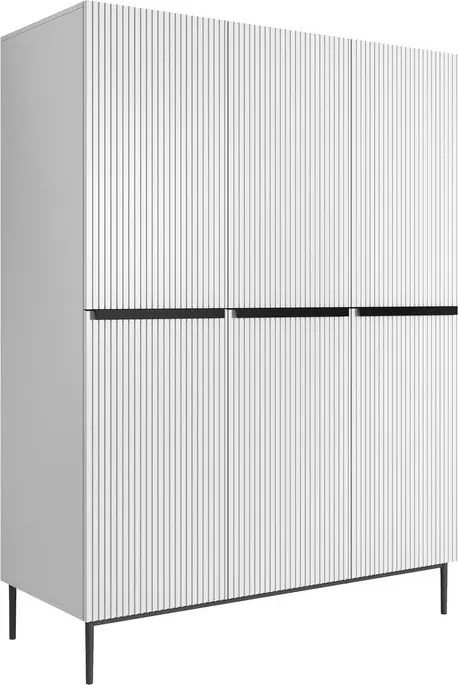 Skriňa Nicole 150 cm s ukrytými zásuvkami - biely mat / čierne nožičky