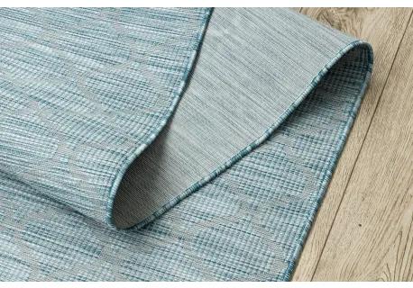 Behúň SIZAL PATIO model 3069 ploché tkanie , Marocká mriežka, akva modrá / béžová Veľkosť: 116 cm