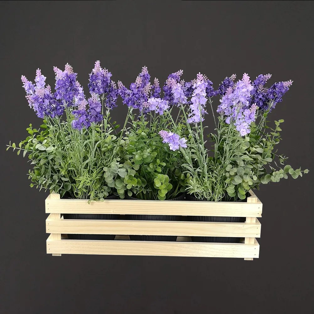 AMADEA Drevený obal na tri kvetináče, 47x17x15cm, drevený kvetináč