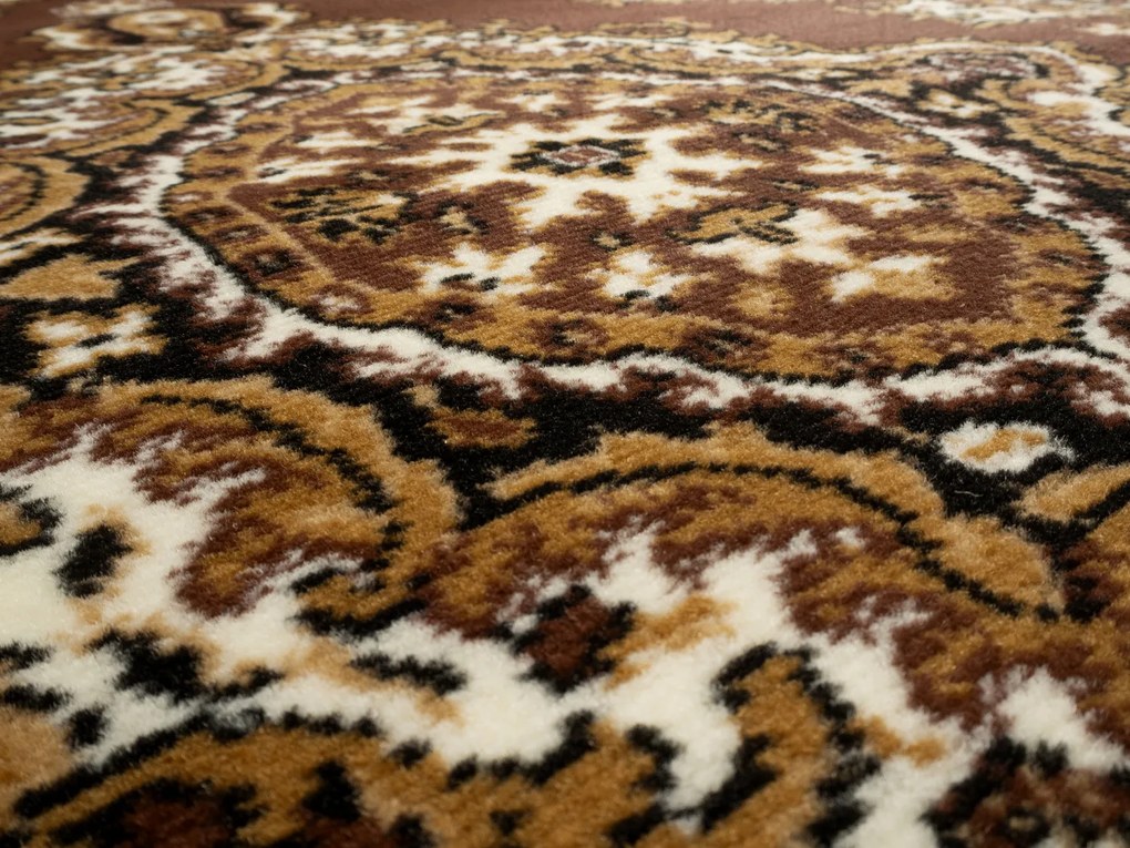 Alfa Carpets, TRHÁK: Kusový koberec TEHERAN T-102 brown kruh, 190x190 (průměr) kruh, hnedá, chodba / predsieň