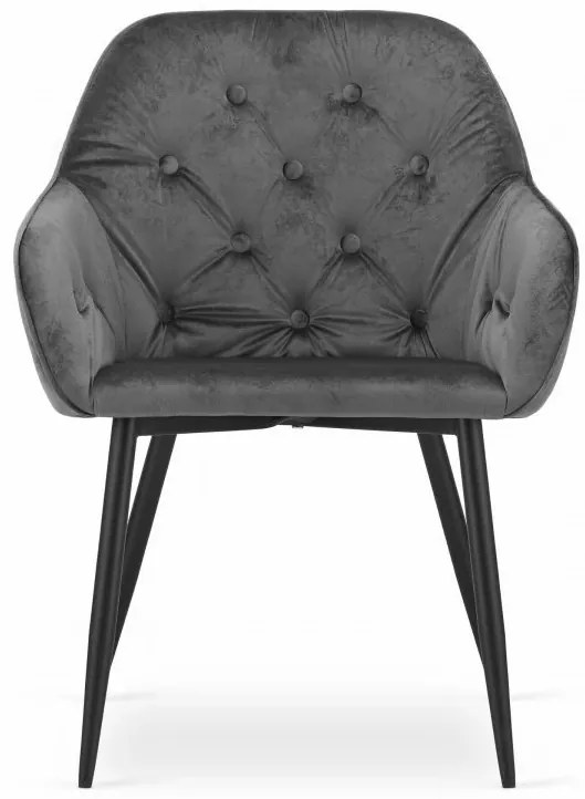 Stolička FORIO - sivý zamat / čierne nohy