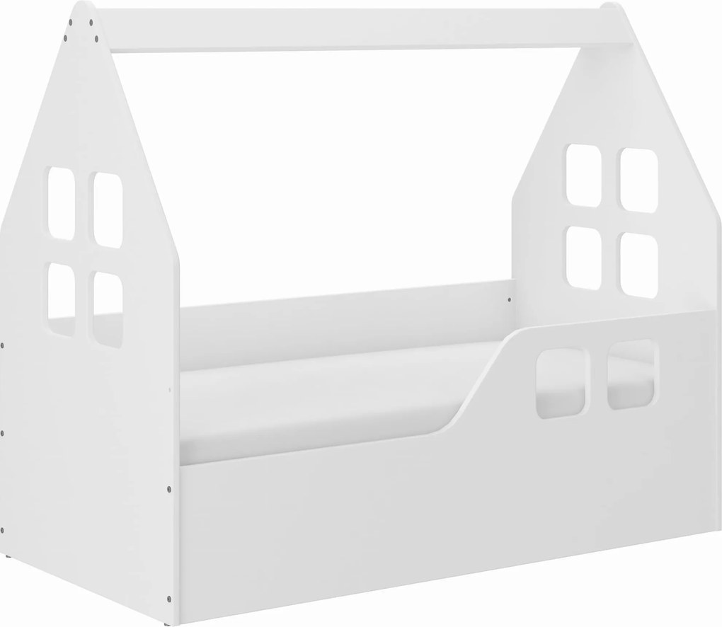 Wooden Toys Detská posteľ DOMEK 140x70 (pravá) + matrac