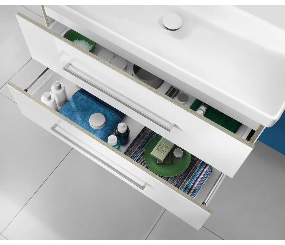 VILLEROY & BOCH Avento závesná skrinka pod umývadlo, 2 zásuvky, 980 x 452 x 514 mm, Crystal White, A89200B4