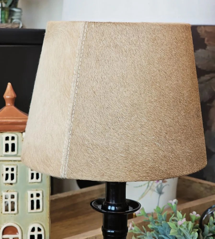 Svetlo hnedé tienidlo na lampu z hovädzej kože - Ø 20* Ø 15*15cm