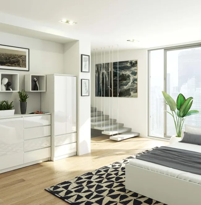 Skriňa STAR S 60 cm 2D 2SZ biela / biela lesk