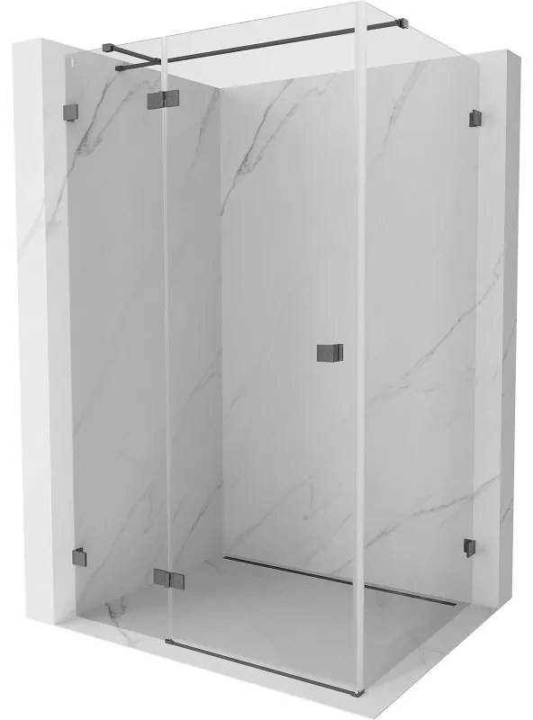 Mexen Lunar T, sklápací sprchový kút ľavý 125 x 90 cm, 8mm číre sklo, profil grafit brúsený, 834T-125-090-66-00-L