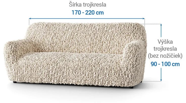 Bielastické poťahy VELVET béžové trojkreslo (š. 170 - 220 cm)