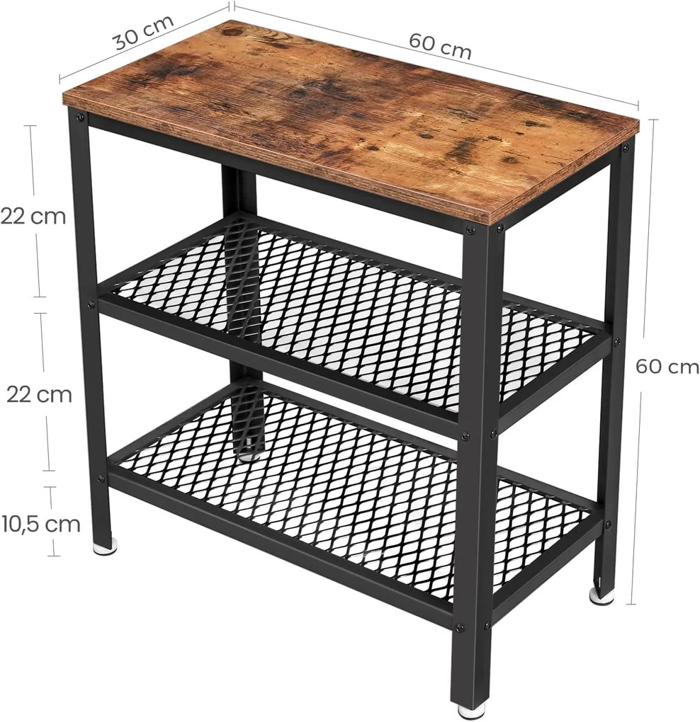 Odkladací stolík TAYLOR 60x30 cm, rustikálne hnedý