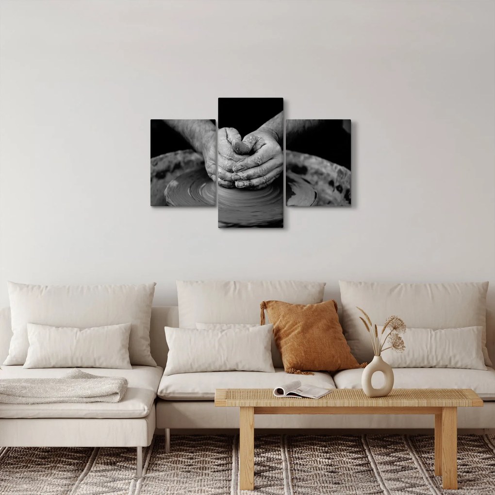 Čiernobiely obraz - výroba keramiky (90x60 cm)
