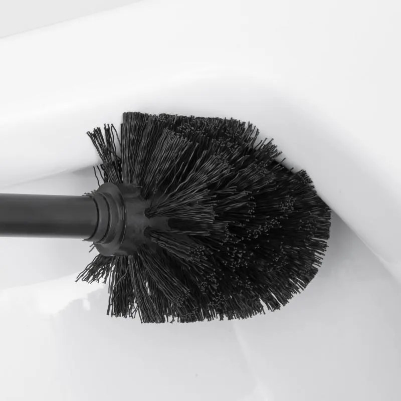 Držiak toaletného papiera s WC štetkou HANK - kov/bambus - čierny