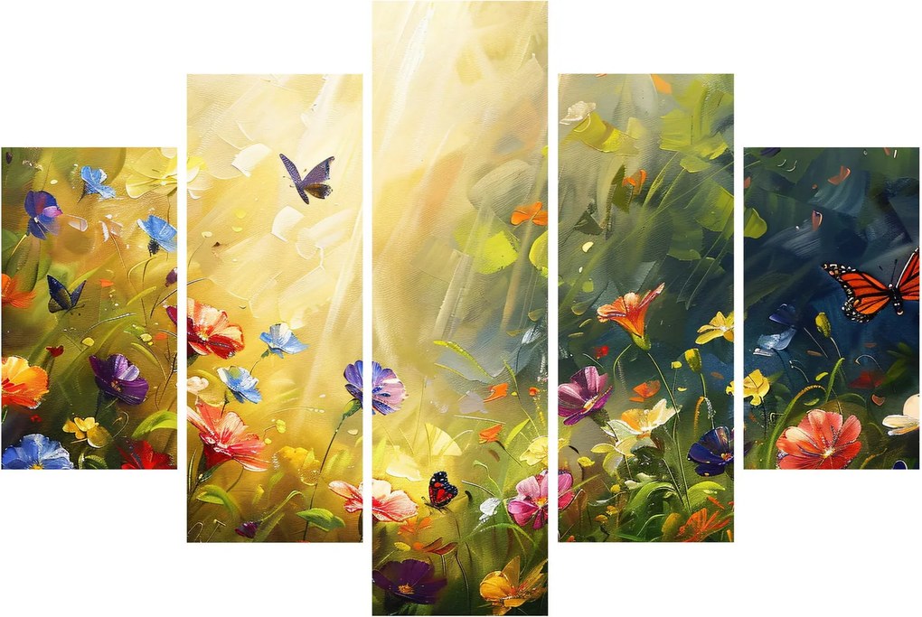 Obraz - Jarná kvetinová lúka, maľba (150x105 cm)