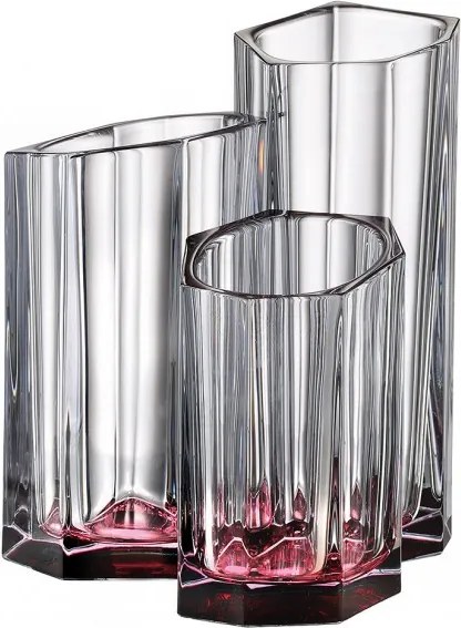 KRIŠTÁĽOVÁ VÁZA BOHEMIA BAZALT PINK BOTTOM 250MM