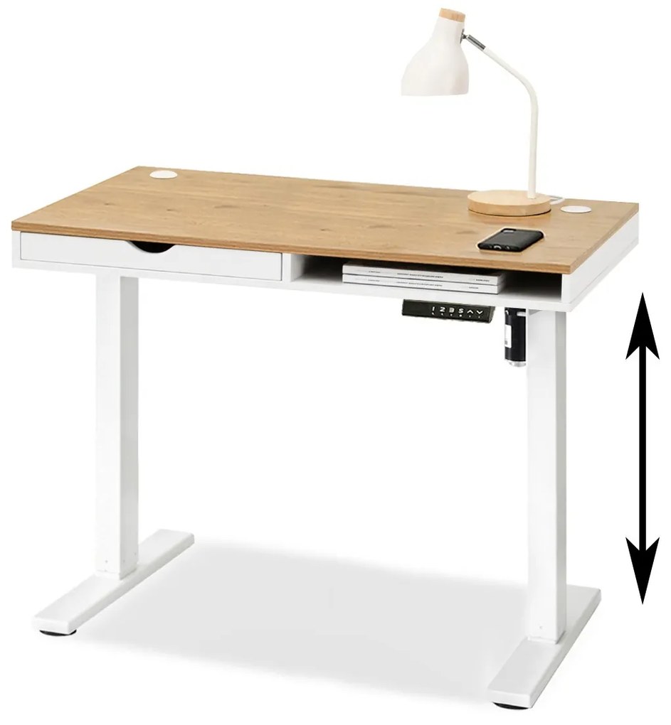 PC stolík Osto 100 (dub biely + biela). Akcia -21%. Vlastná spoľahlivá doprava až k Vám domov. 1109811