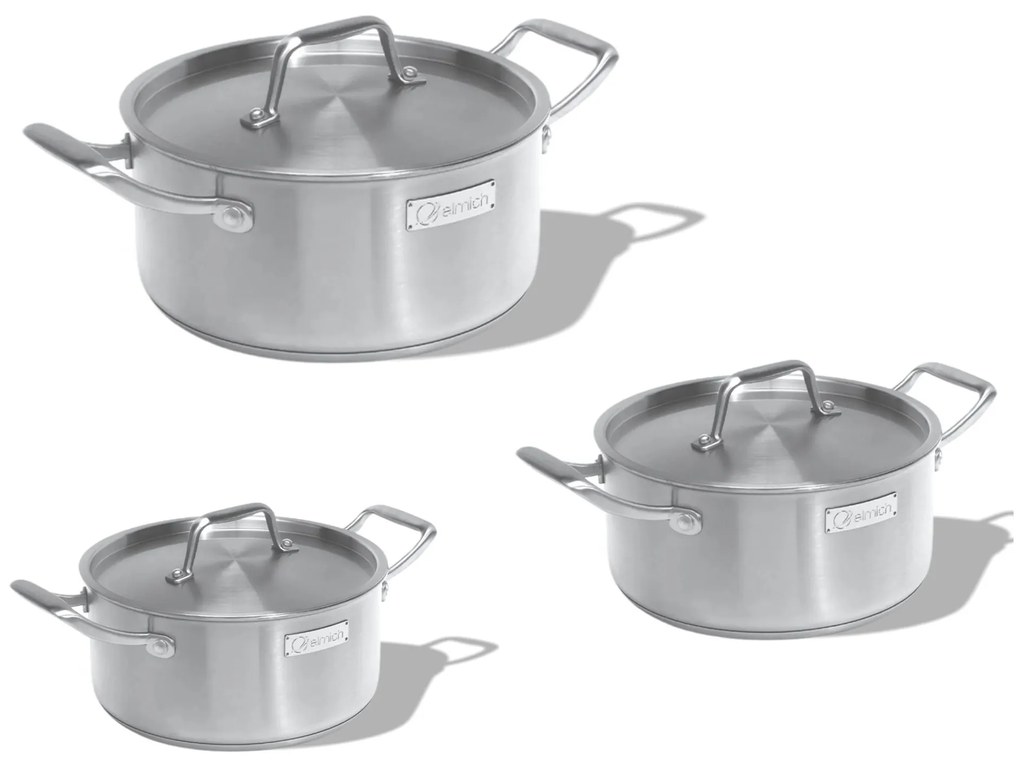 Elmich Sada nerezových hrncov Tria Plus 3 ks