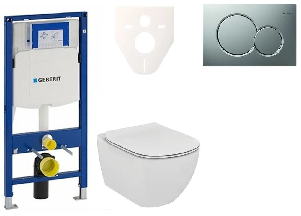 Cenovo zvýhodnený závesný WC set Geberit do ľahkých stien / predstenová montáž + WC Ideal Standard Tesi 111.300.00.5NE3