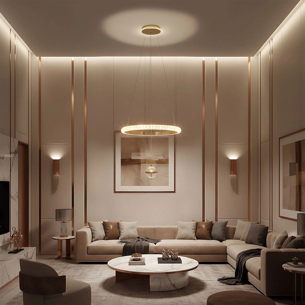 Toolight Toolight, stropné svietidlo 50cm, 80W, 4000K, 5000lm, G142-CP, zlatá, OSW-02612