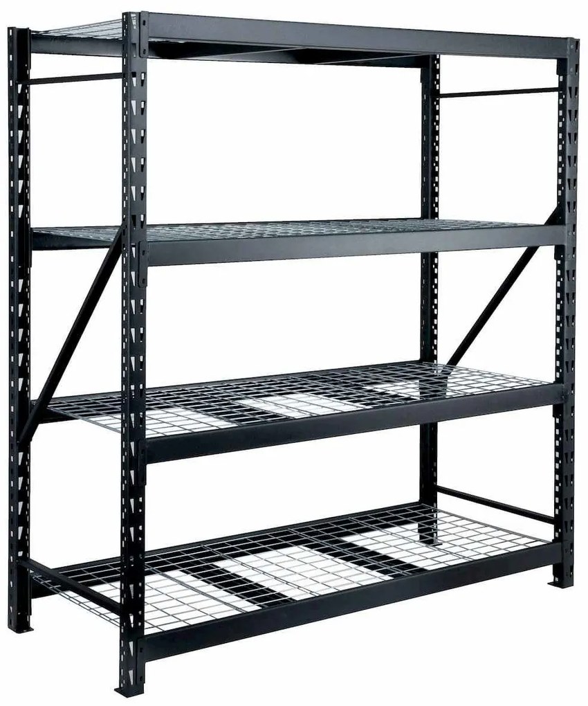 Kovový regál STRONG 183x196x55cm, 4x sieťová polica, 650kg na policu, antracitová farba