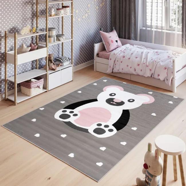 Detský koberec PINKY DF04A Bear sivý | BIANO