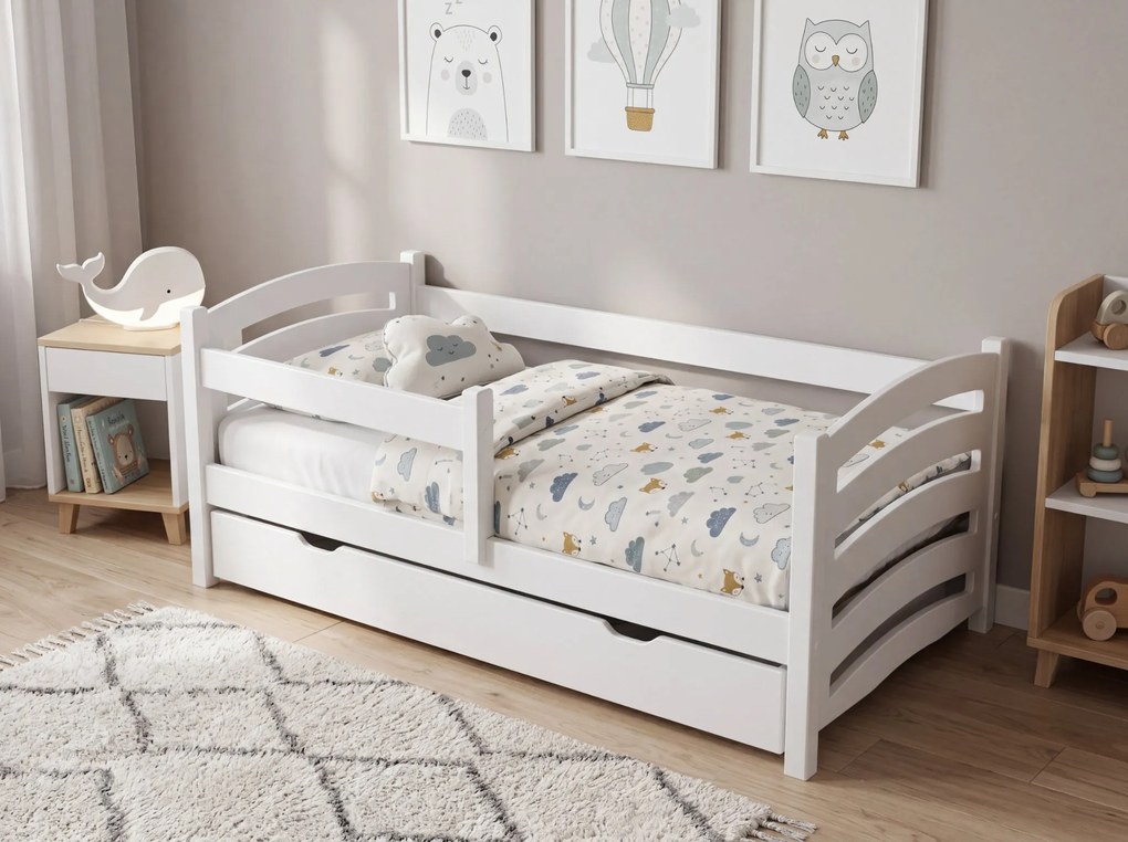 Detská posteľ MELA 80 x 160 cm, biela Rošt: Bez roštu, Matrac: Matrac EASYSOFT 8 cm