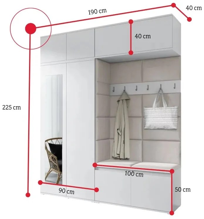 Predsieňová zostava EUGENIO 16, 190x225x40, grafit/trinity 15